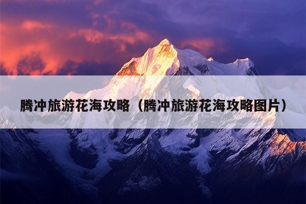 腾冲旅游花海攻略（腾冲旅游花海攻略图片）